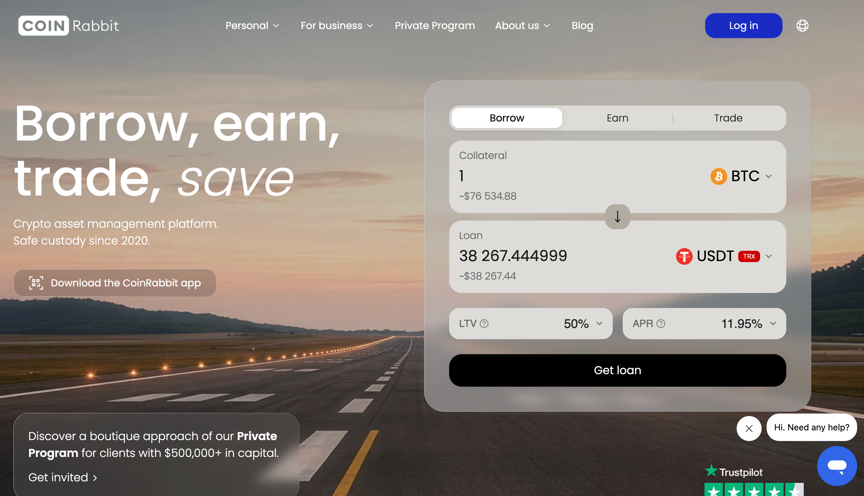 Coinrabbit main page