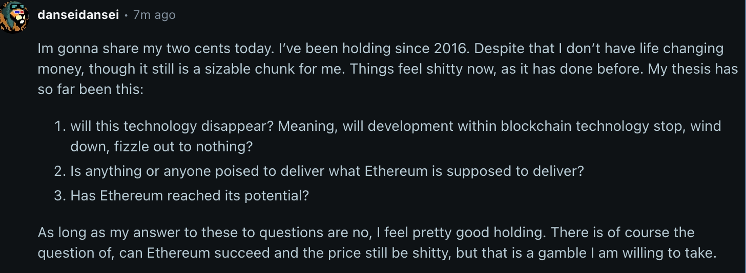 Opinion on ETH price Reddit