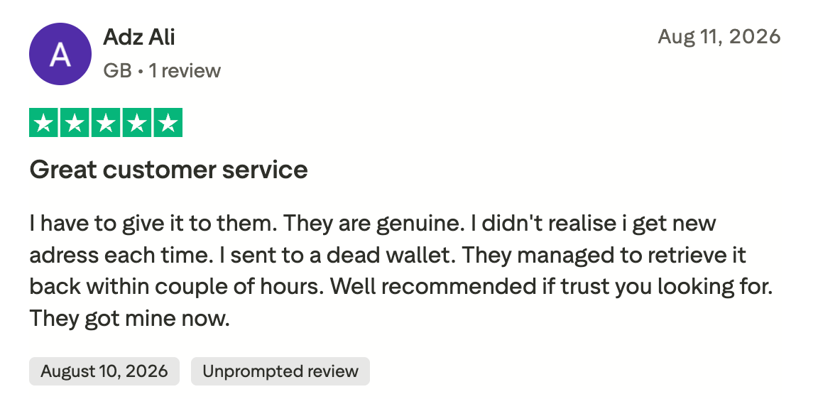Trustpilot customer feedback