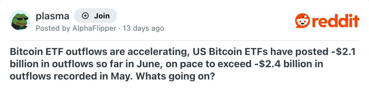 Reddit about ETF outflows
