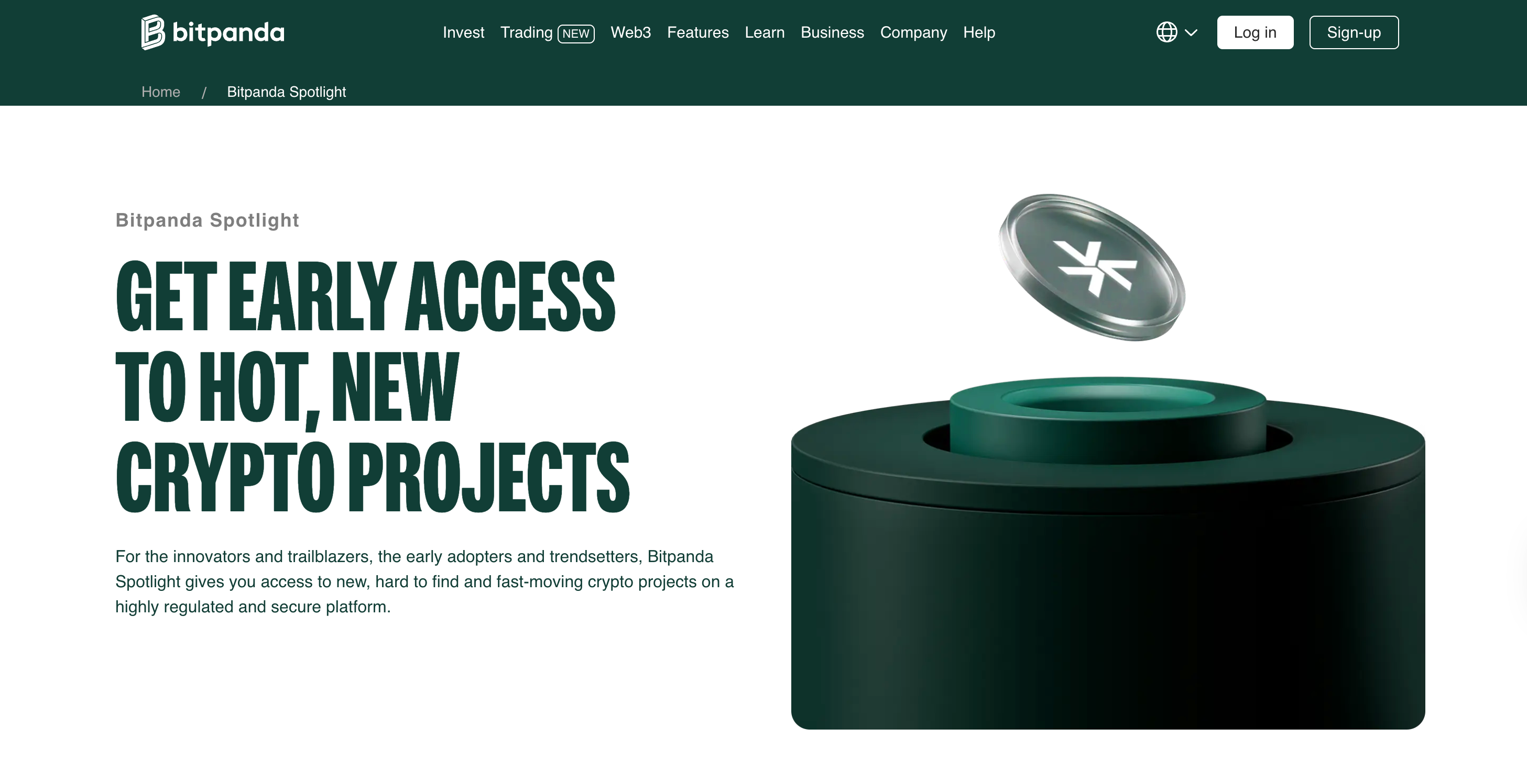 This image shows the main page of Bitpanda.