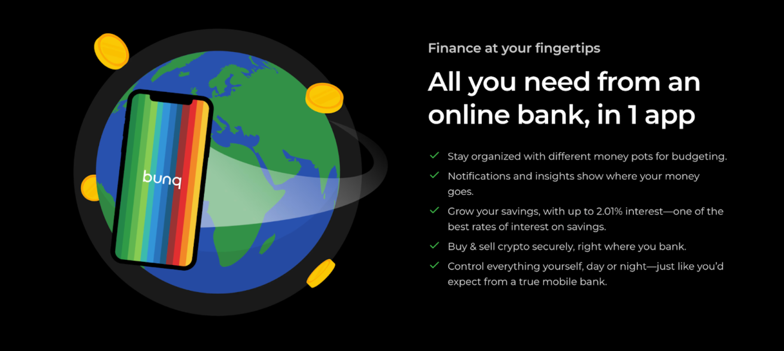 This image shows the bunq's web page.