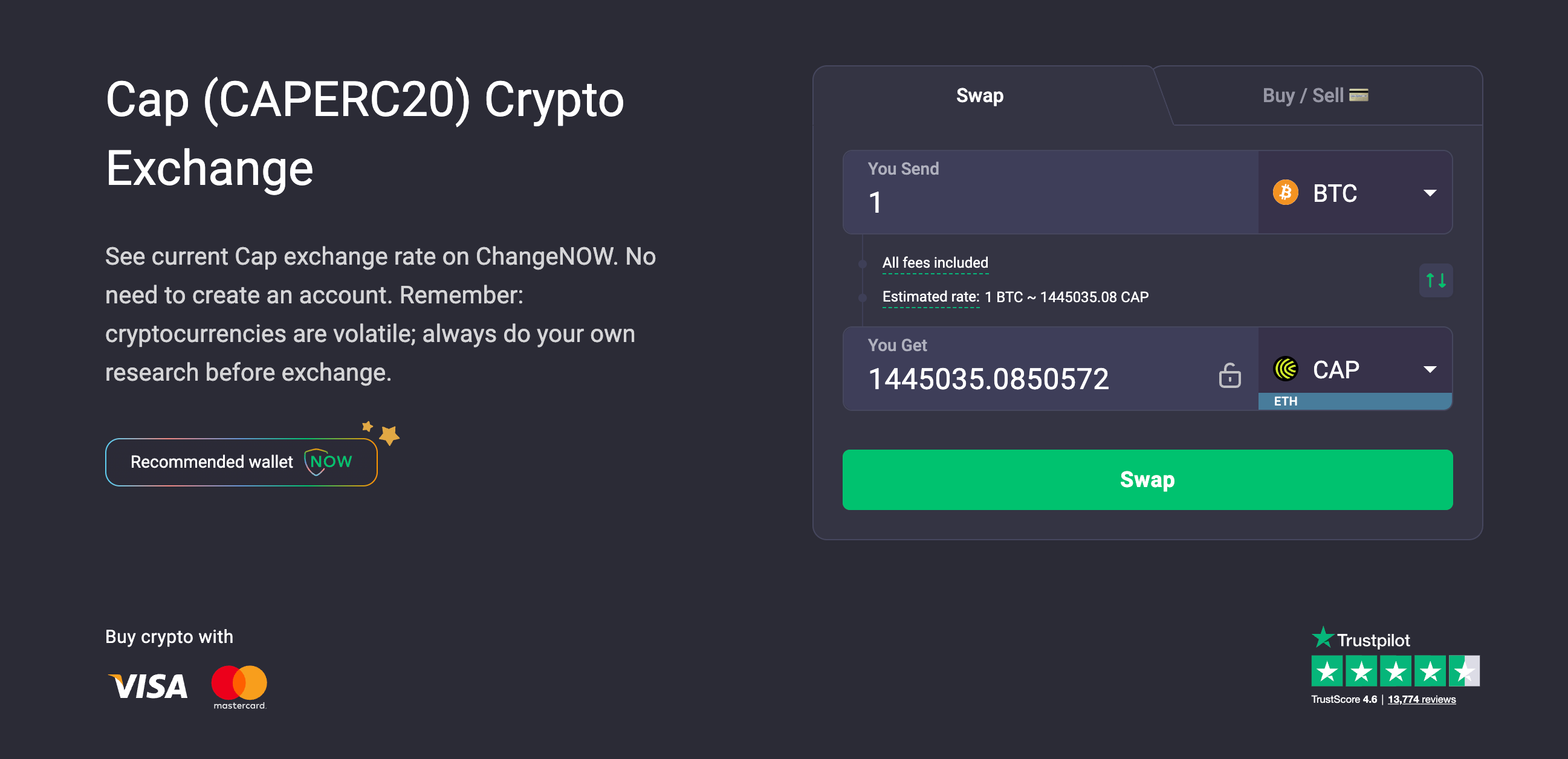 Cap Crypto Exchange.