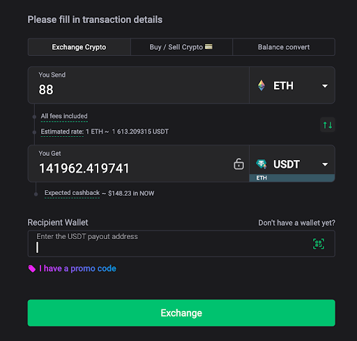 ChangeNOW Swap interface