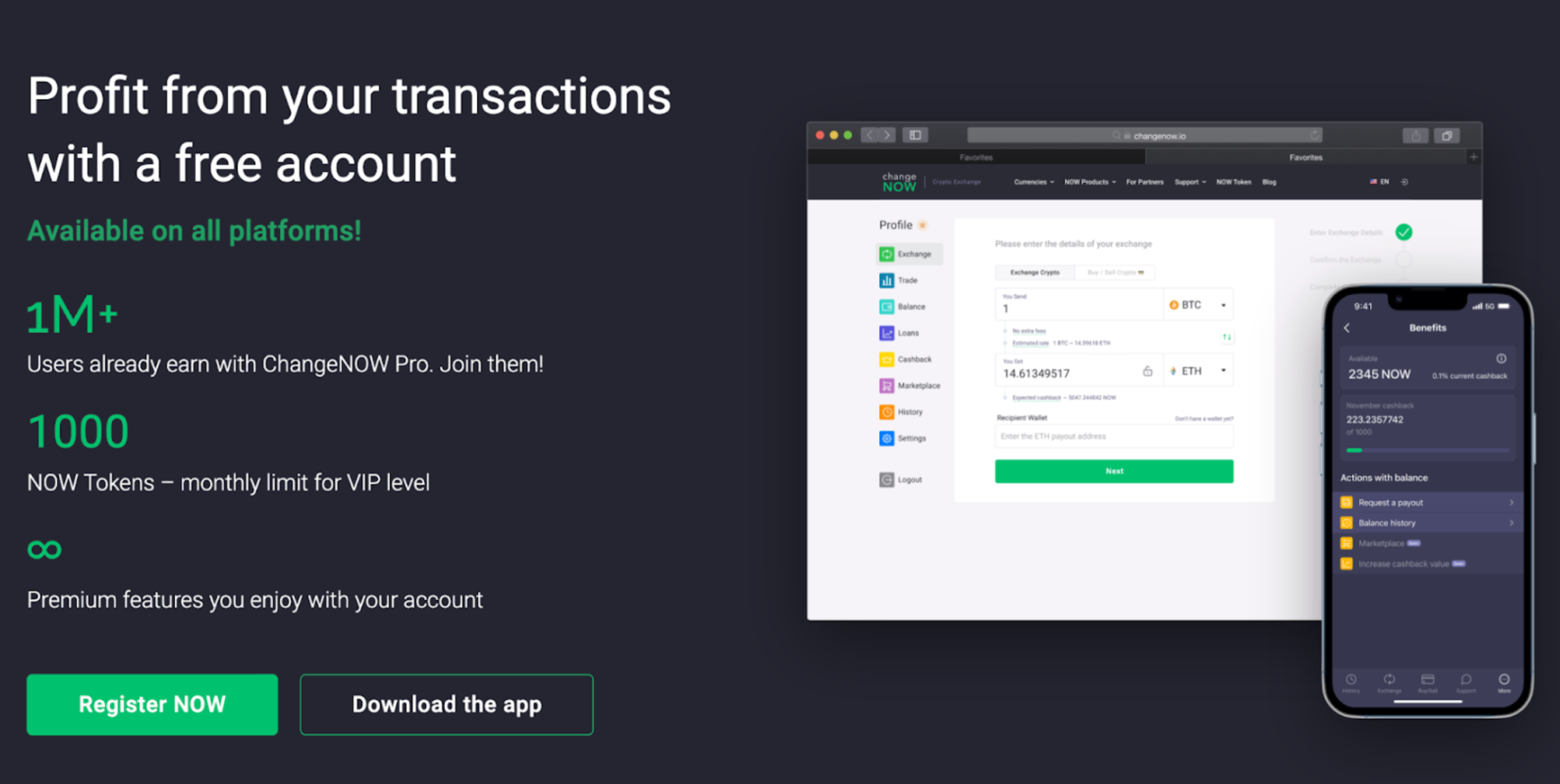 Register page of ChangeNOW.