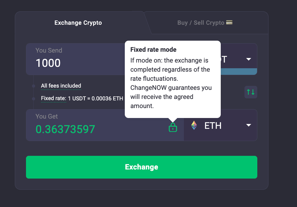 At ChangeNOW, you can reduce crypto slippage by choosing the fixed rate mode
