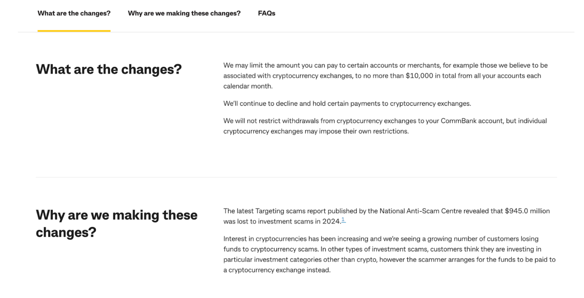 This image shows the changes section.