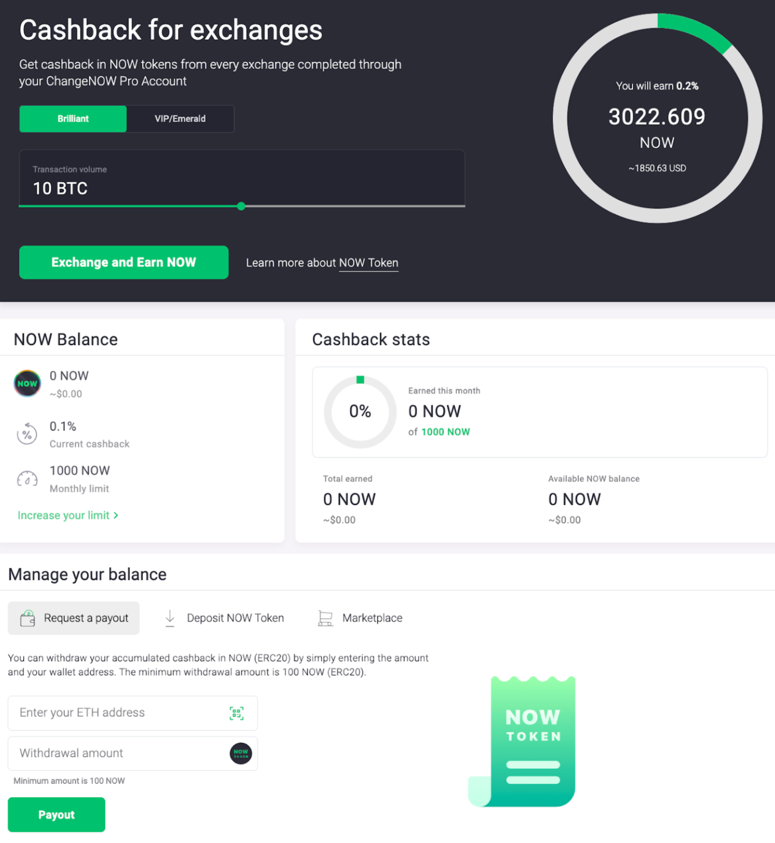 Cashback for exchanges.
