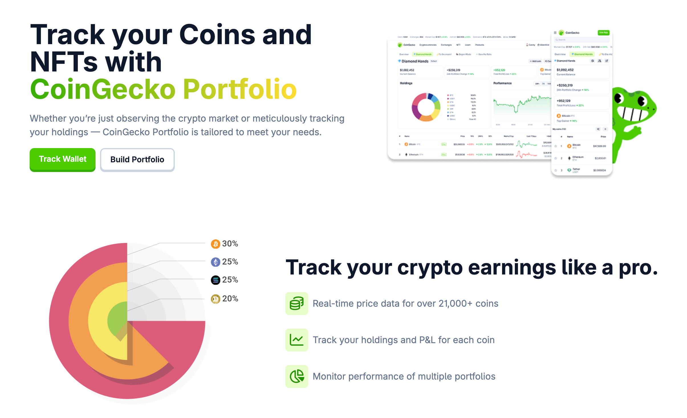 CoinGecko portfolio main page.