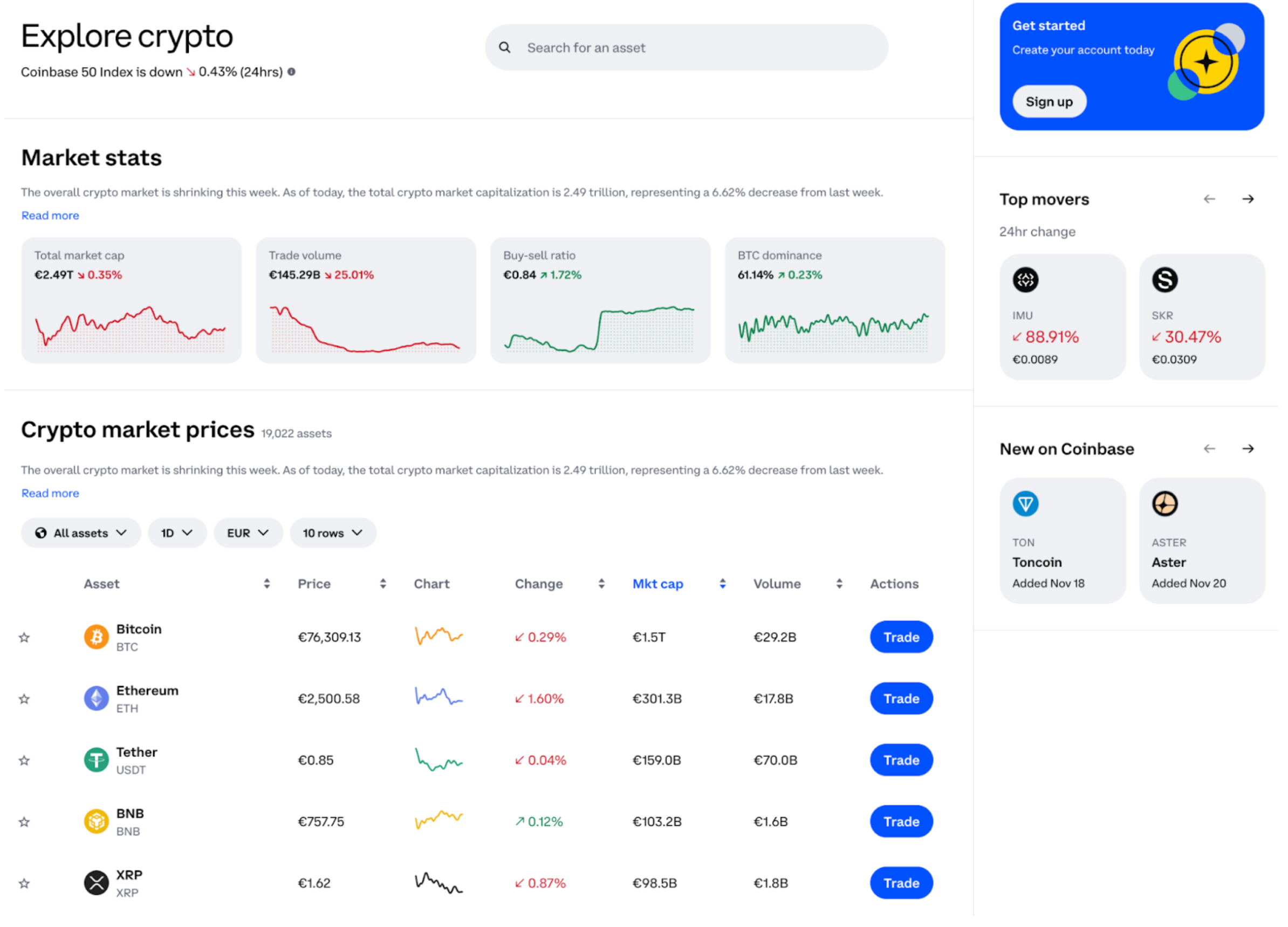 Explore crypto with Coinbase.