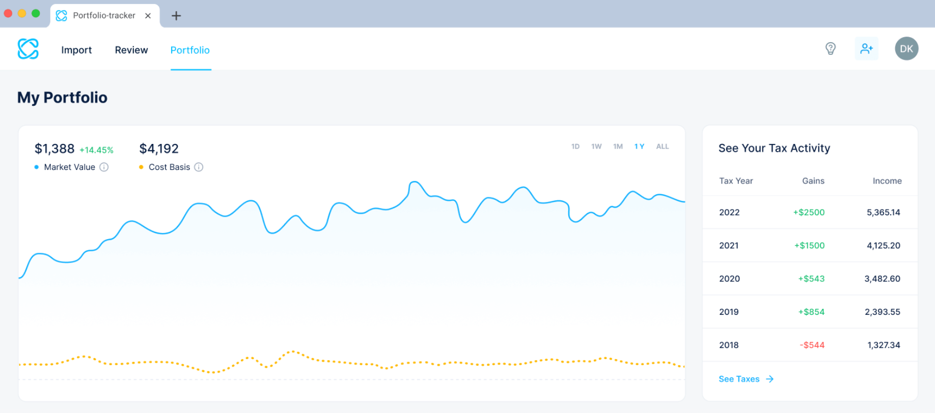 This picture shows CoinLedger interface
