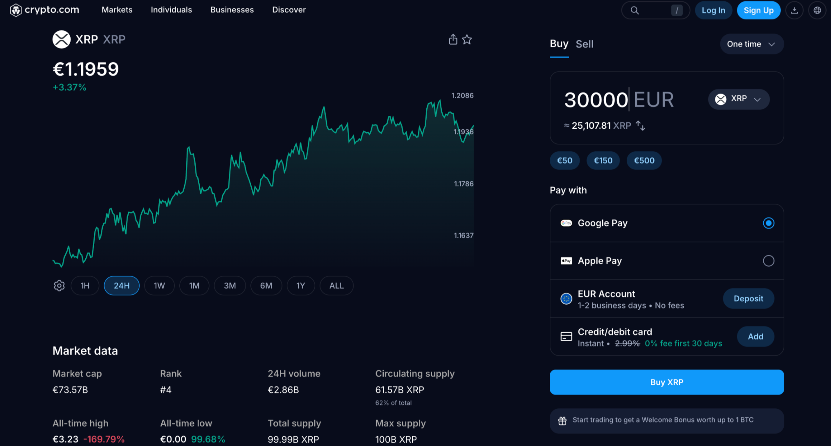 Crypto.com Interface.