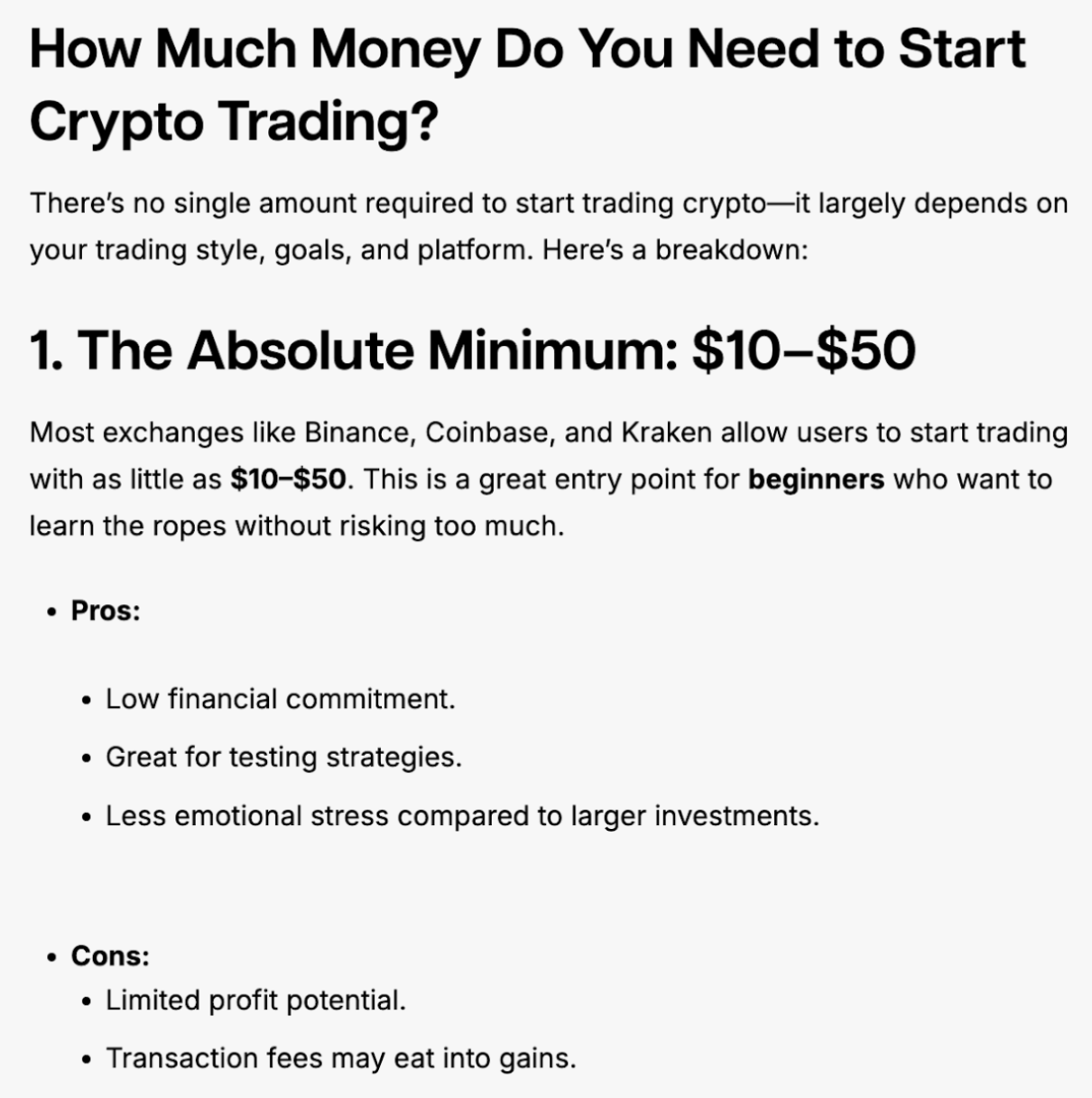 This image shows the absolute minimum to start trading.