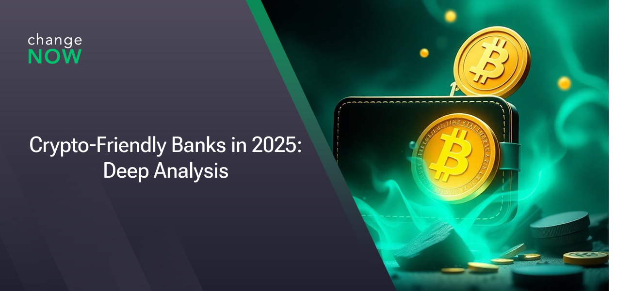 The image shows the name of the article: "Crypto-Friendly Banks in 2025: Deep Analysis".