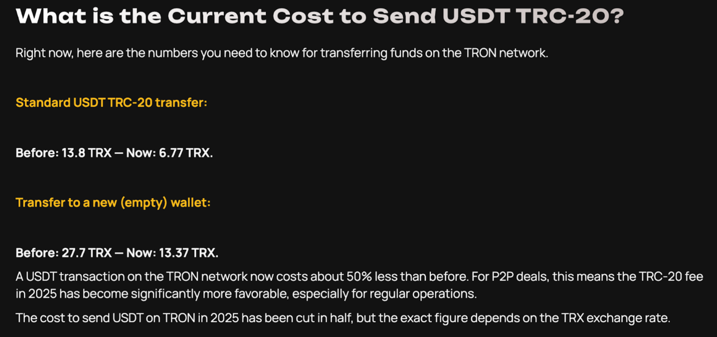 Numbers you need to know for transferring funds on the TRON network.