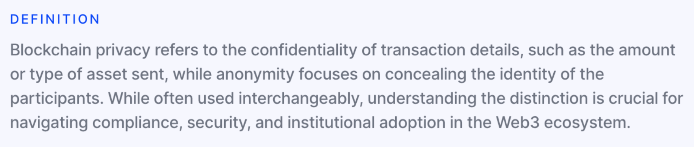 Blockchain Privacy Definition.