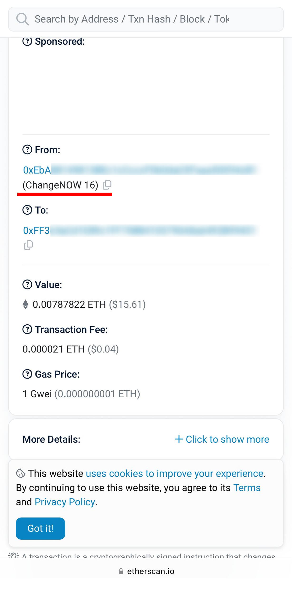 Your wallet is not linked at blockchain scan