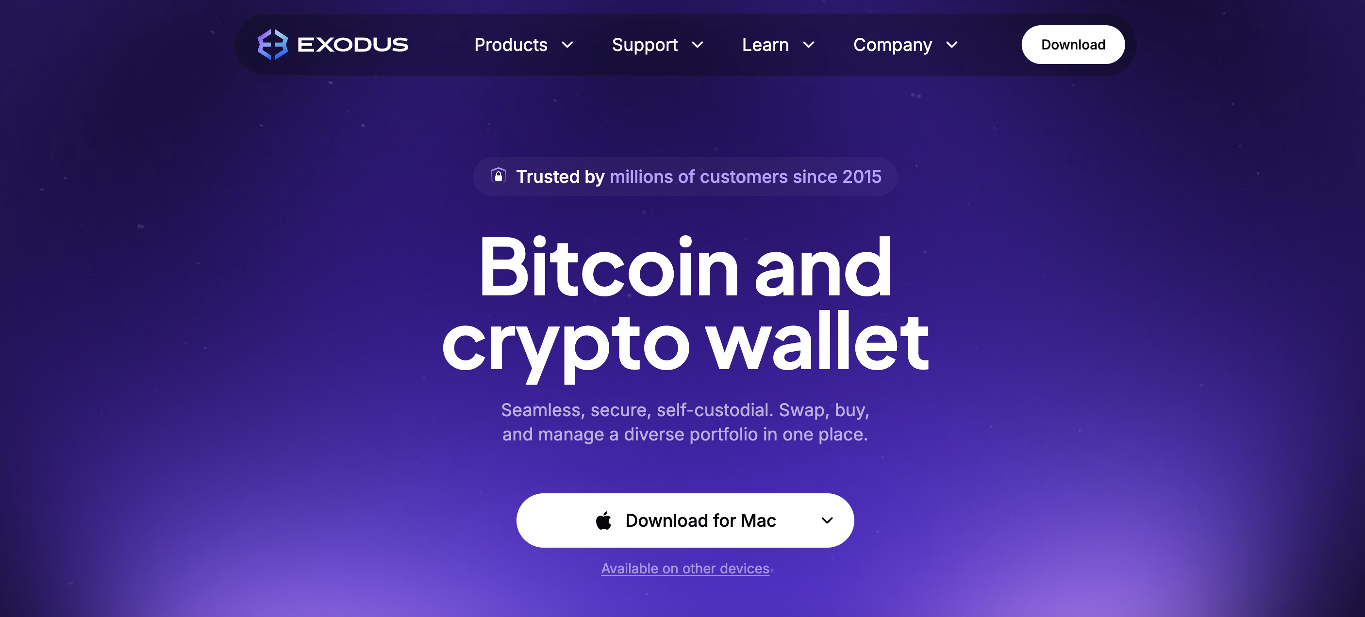 This picture shows exodus wallet website