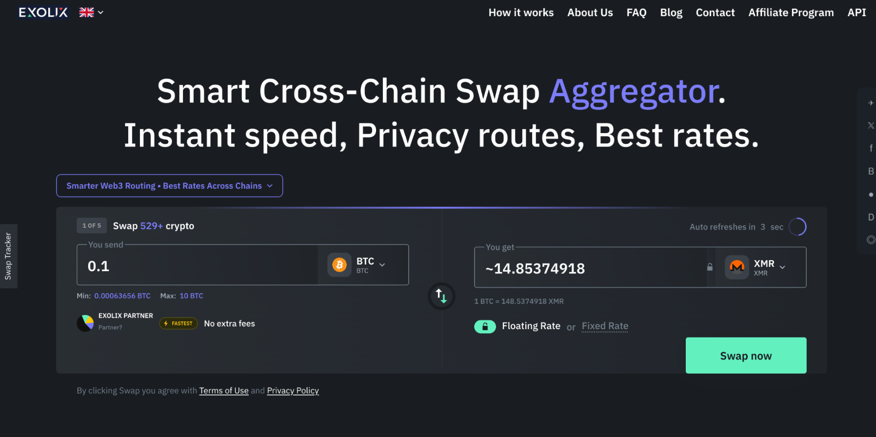 Exolix main page.