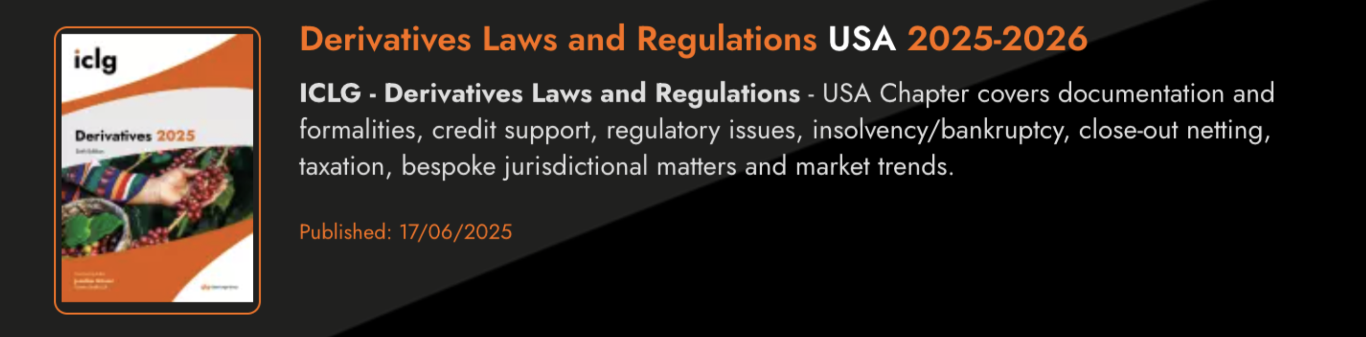 Derivatives Laws and Regulation USA 2025-2026.