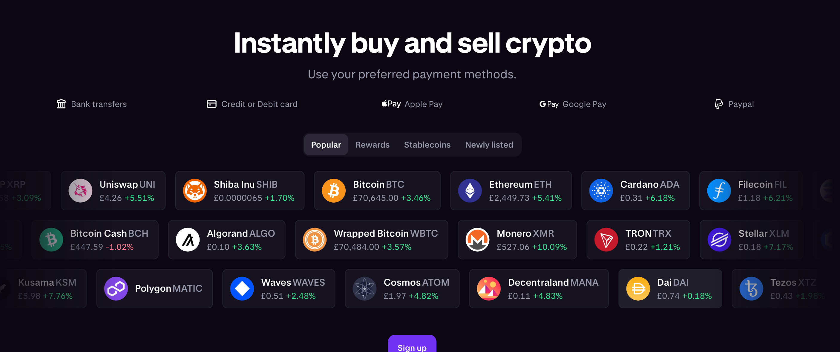 Kraken payment methods.