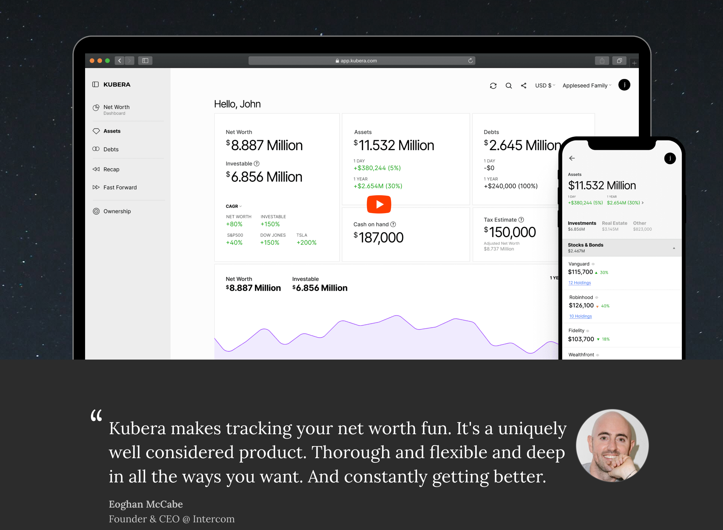 Kubera main page.