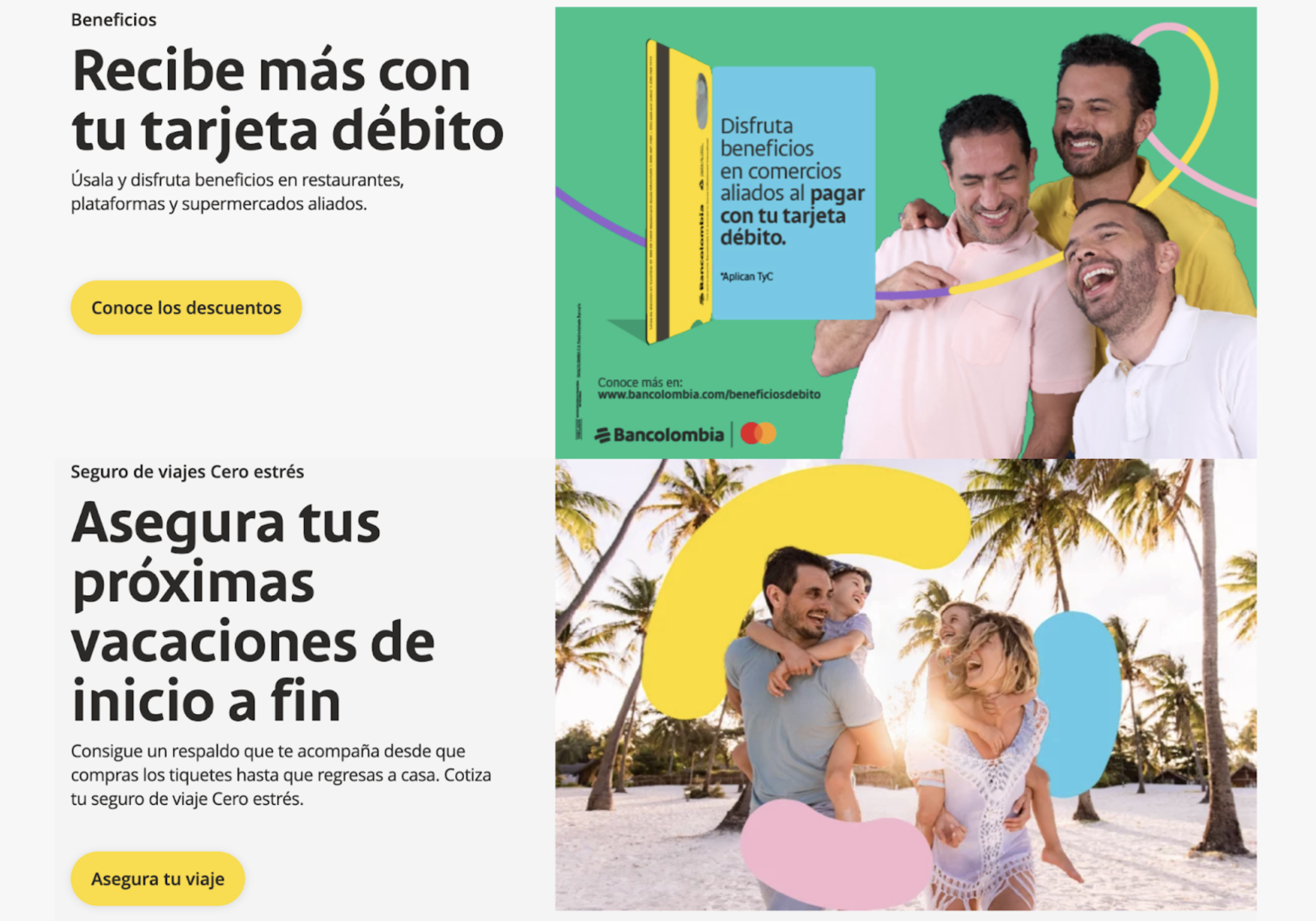 Esta imagen muestra la página de trámites digitales de Bancolombia.