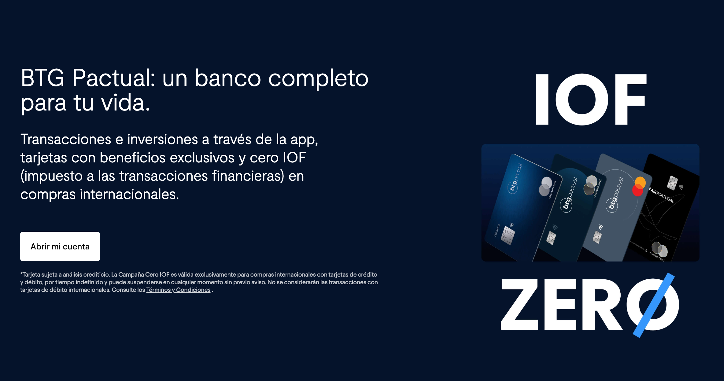 Esta imagen muestra la página web de BTG Pactual.