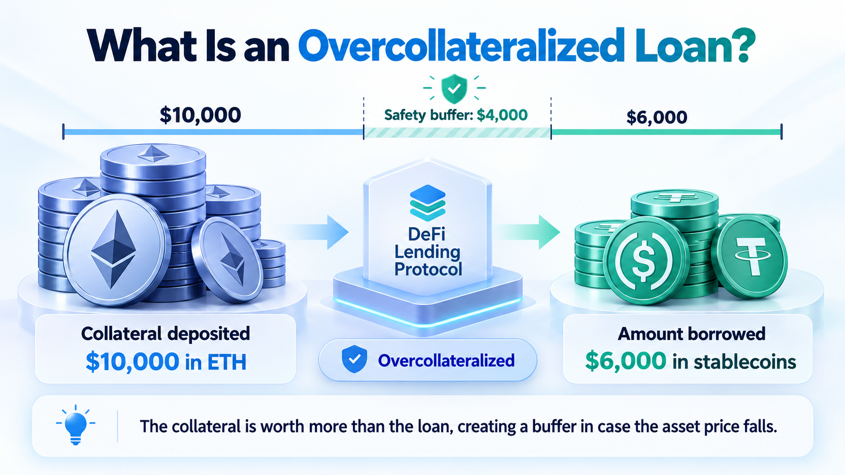 Overcollateralized loan — a loan backed by collateral worth more than the amount borrowed.