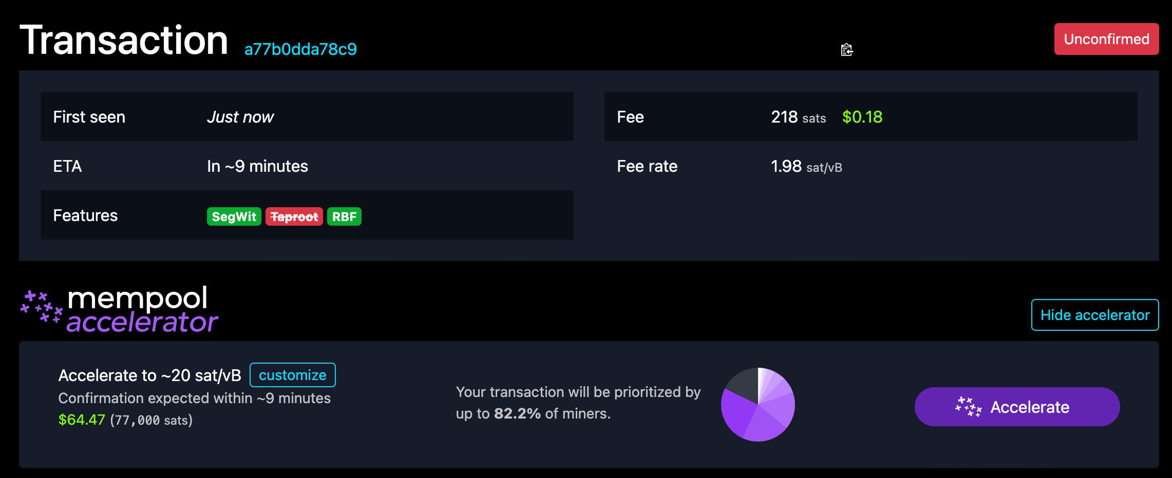 mempool space dashboard