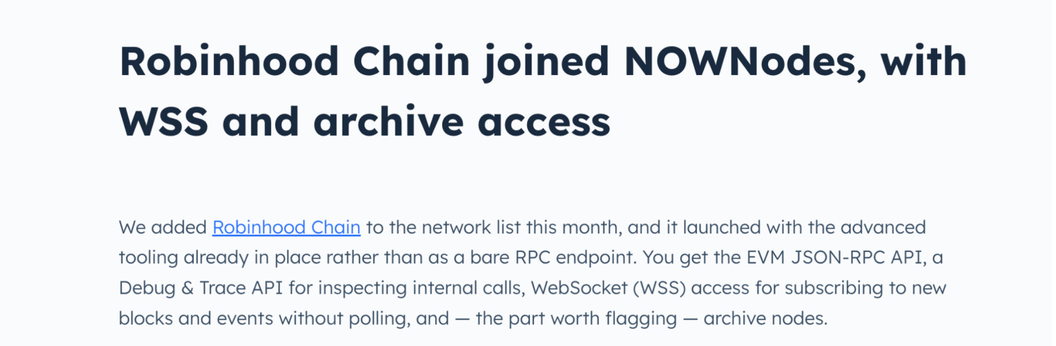 Robinhood joined NOWNodes News.