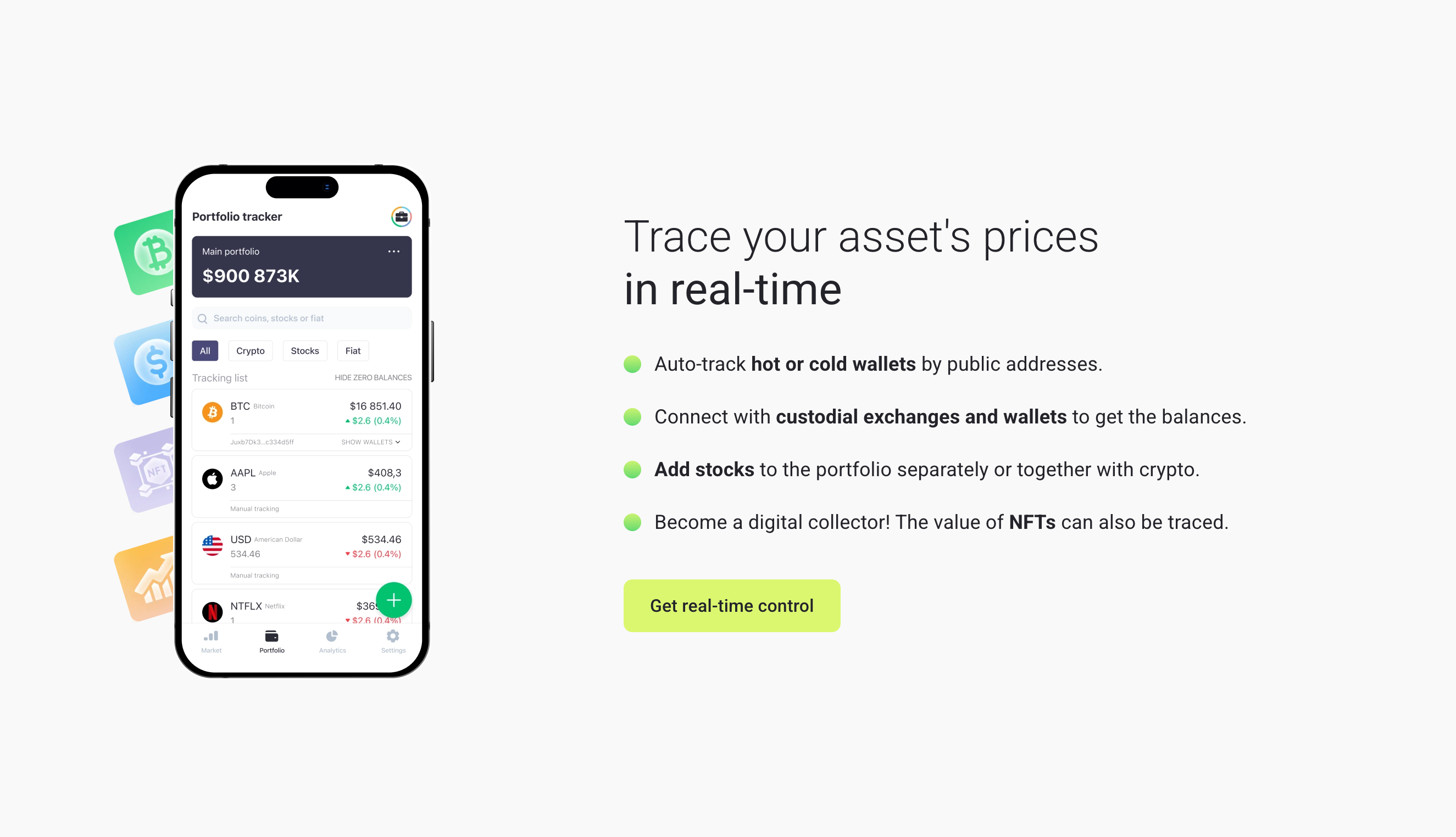 NOW Tracker asset’s prices in real-time.