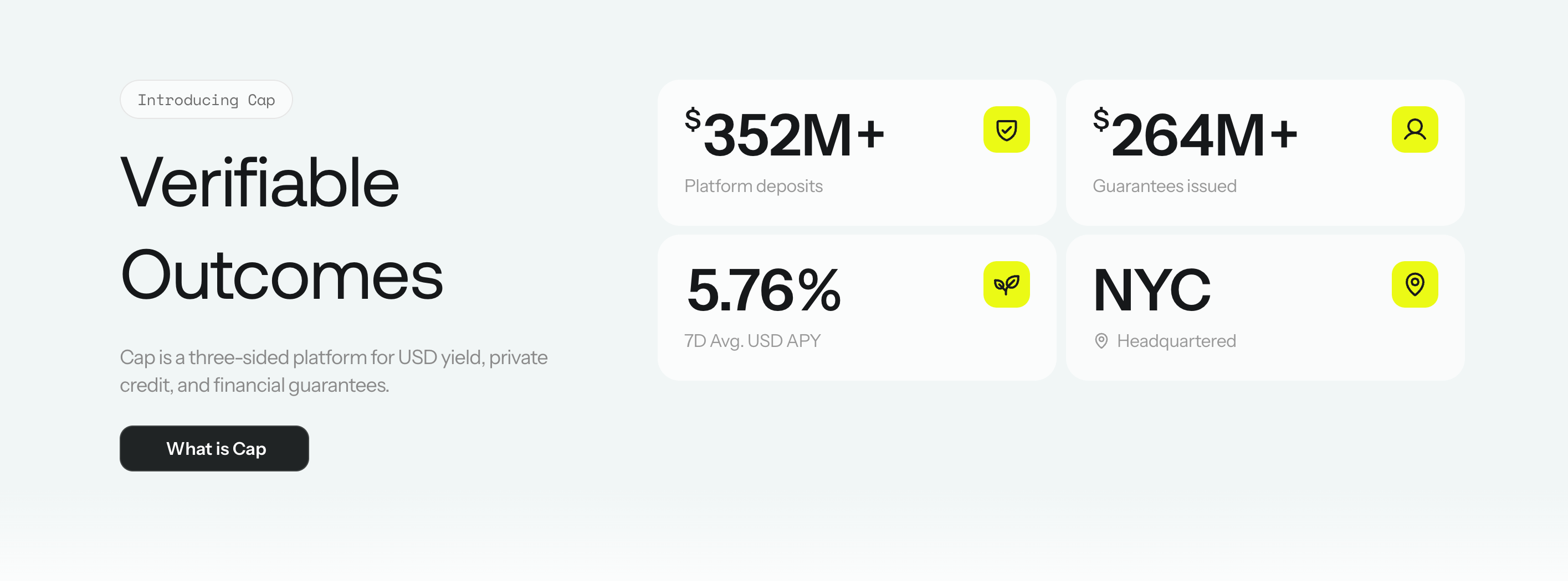 Current deposits and guarantees issued and USD APY. 