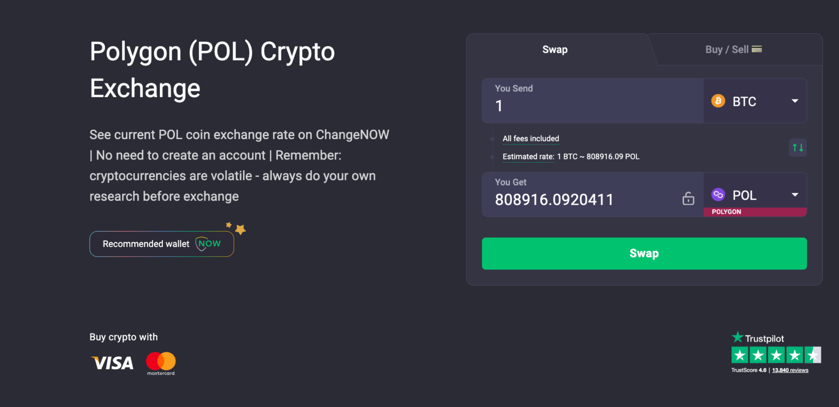 Swap POL on ChangeNOW.