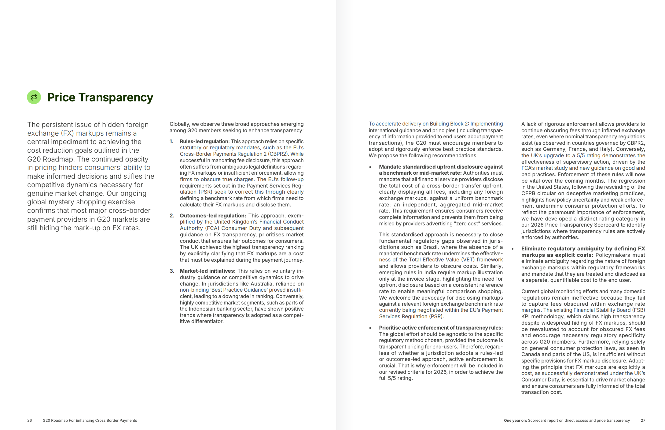 This image shows the Price Transparency from the G20 Roadmap for Enhancing Cross Border Payments.