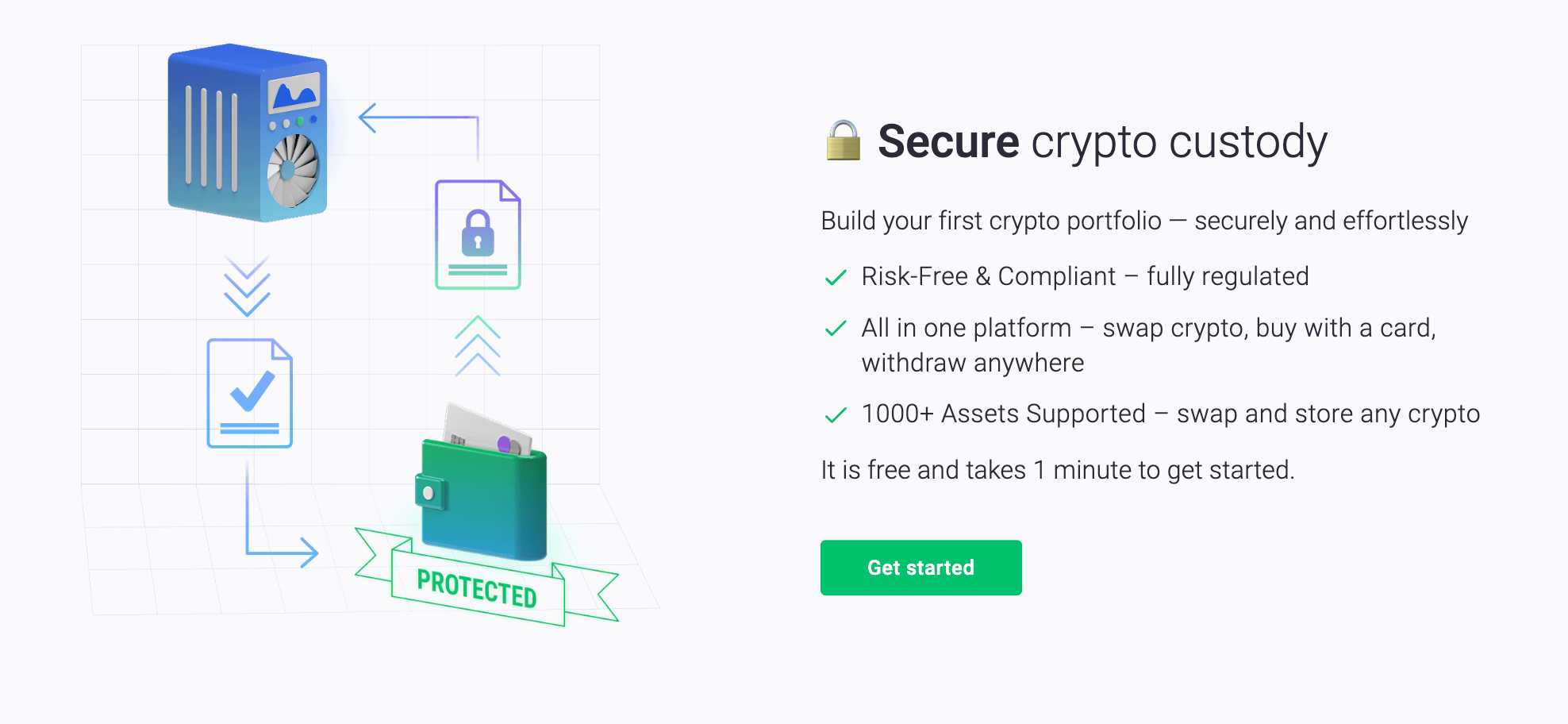This image illustrates the secure crypto custody section on the ChangeNOW platform.