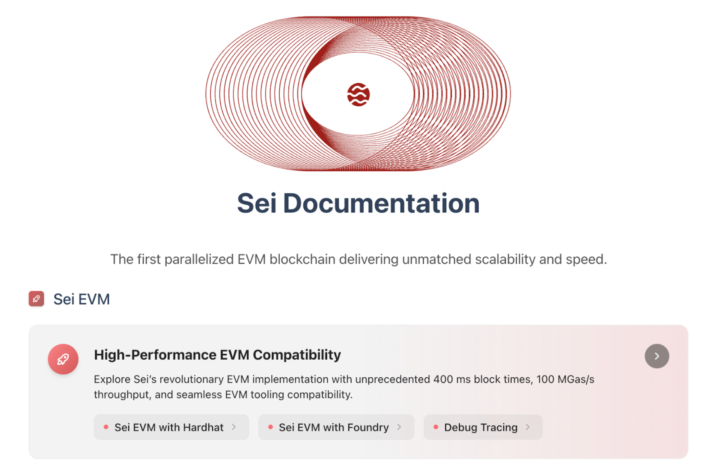 This image shows the first parallelized EVM blockchain delivering unmatched scalability and speed of Sei.