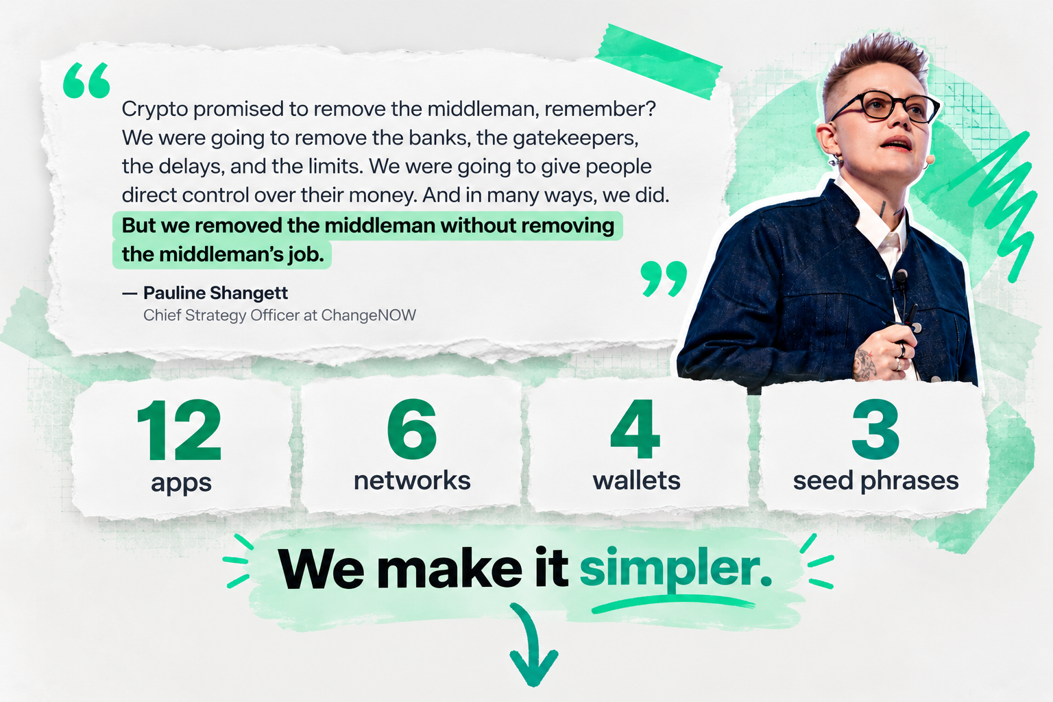 We were going to give people direct control over their money. But we removed the middleman without removing the middleman's job.