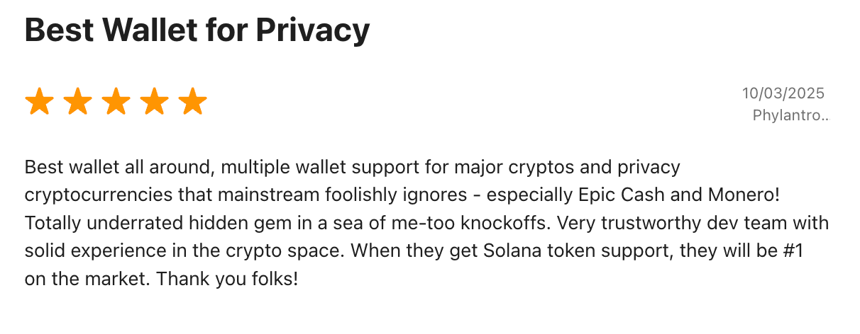 The reviewer calls Stack wallet "hidden gem in the sea"
