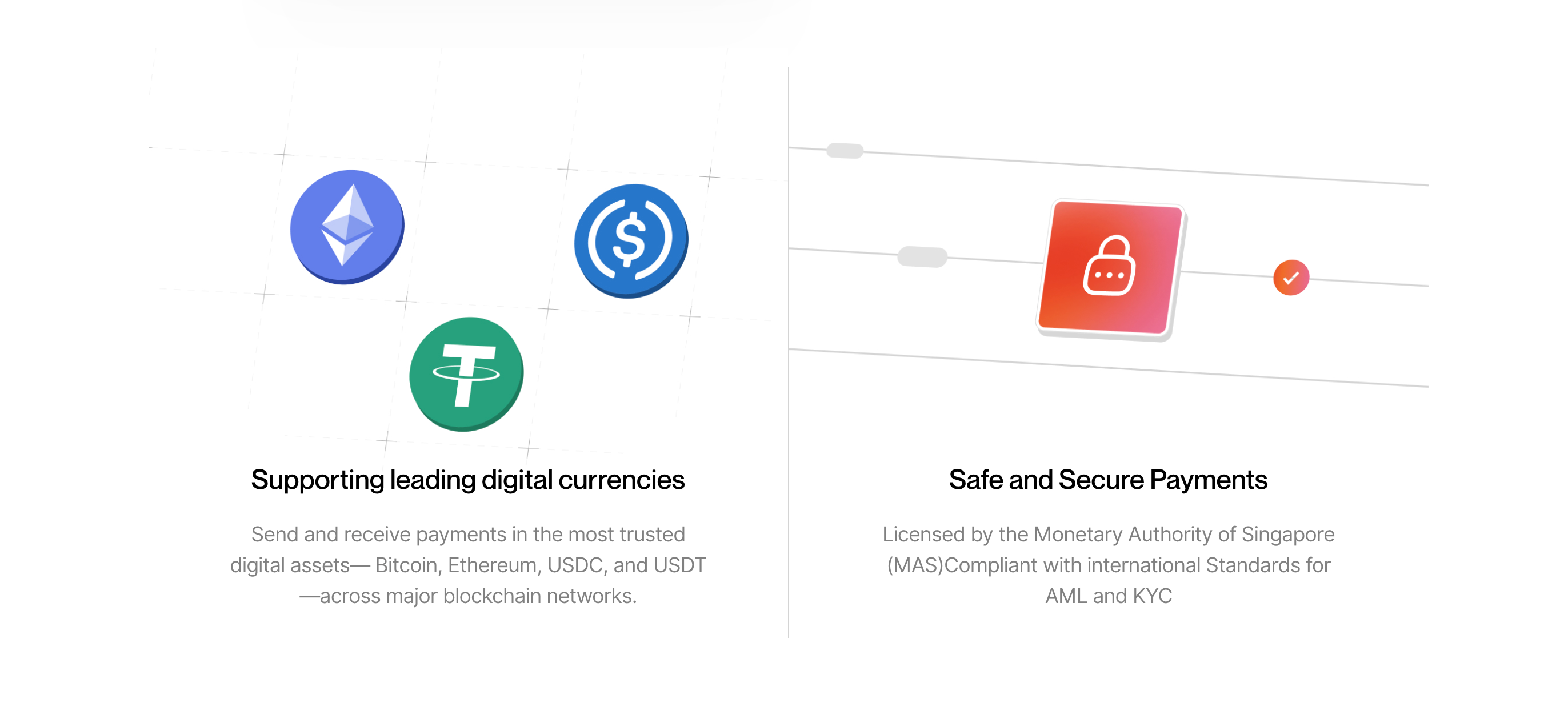 This image shows that Triple A supports leading digital currencies.