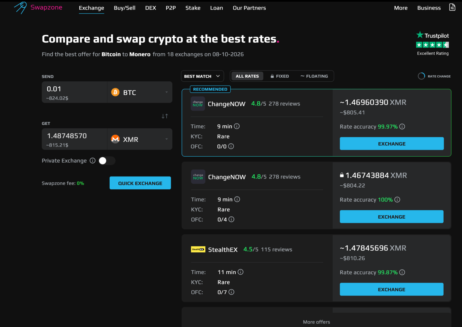 Swapzone main page.