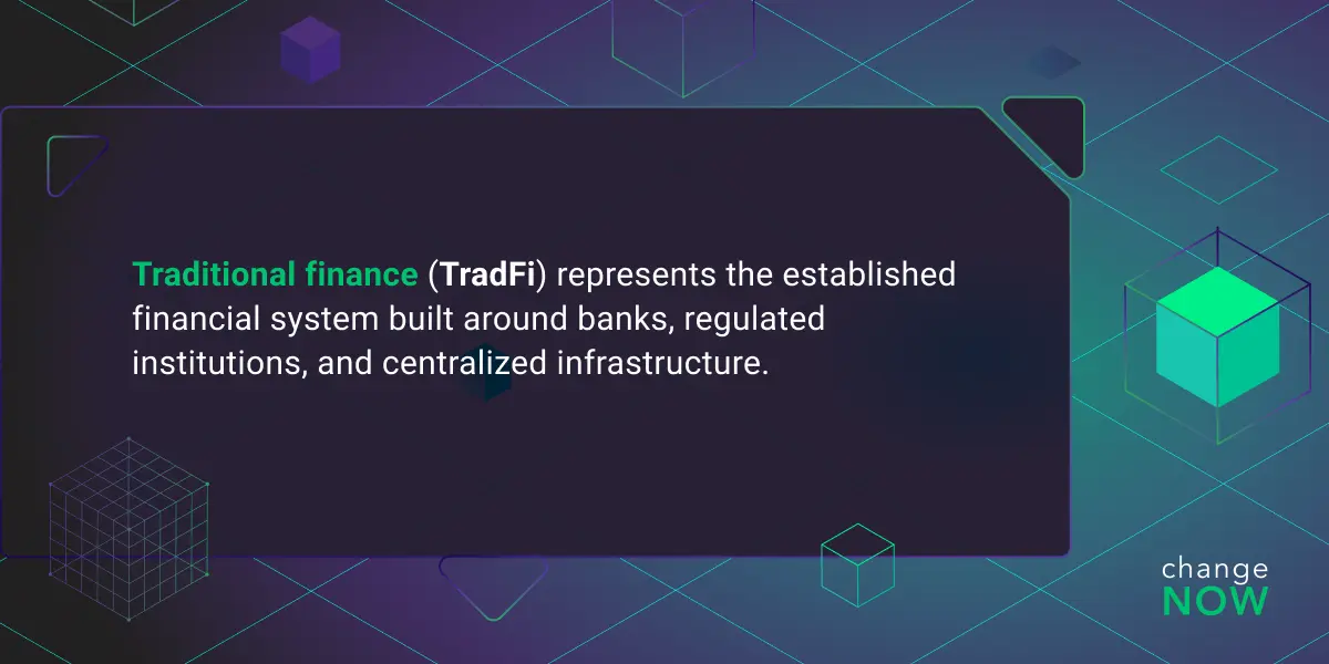 The picture shows the simple definition of the term Tradfi 