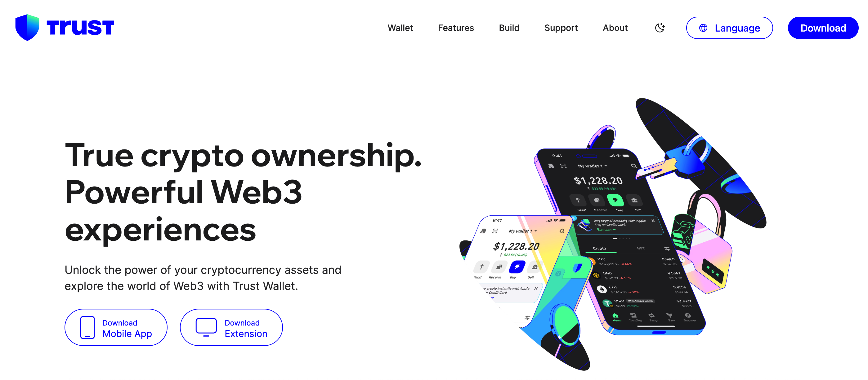 this picture shows Trust wallet website