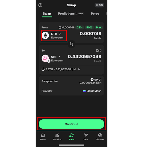 This screenshot shows the details of transaction in Trust Wallet