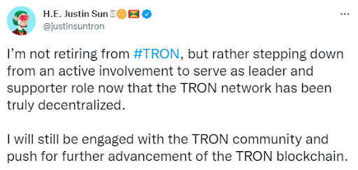 justin sun tweet tron