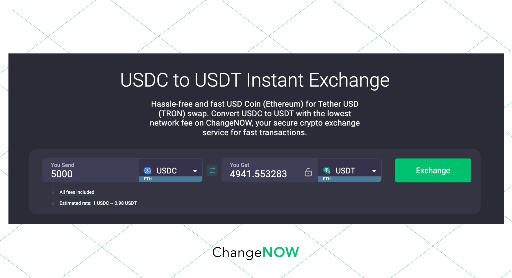 USDC to USDT Instant Exchange.