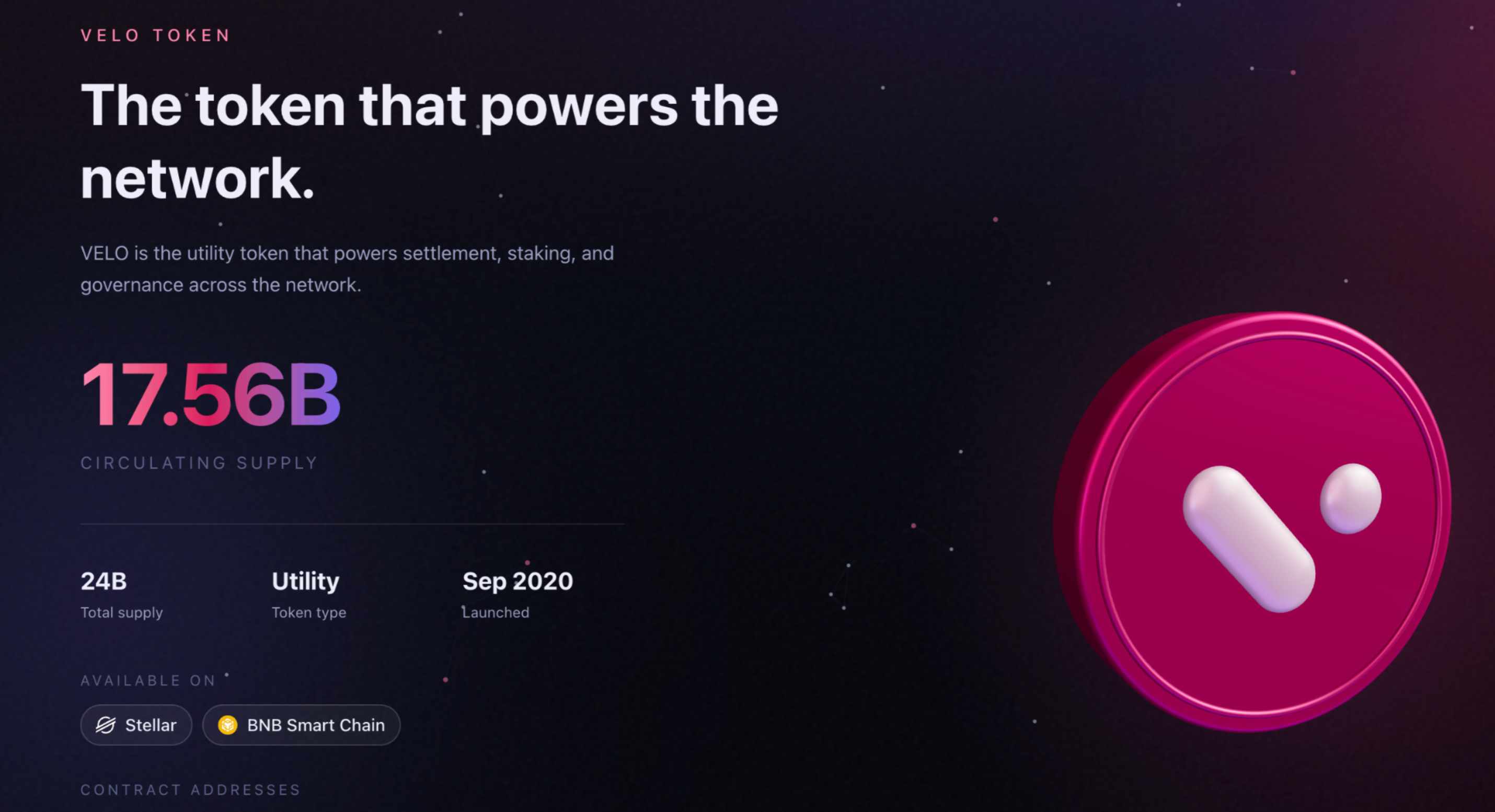 Velo token info.