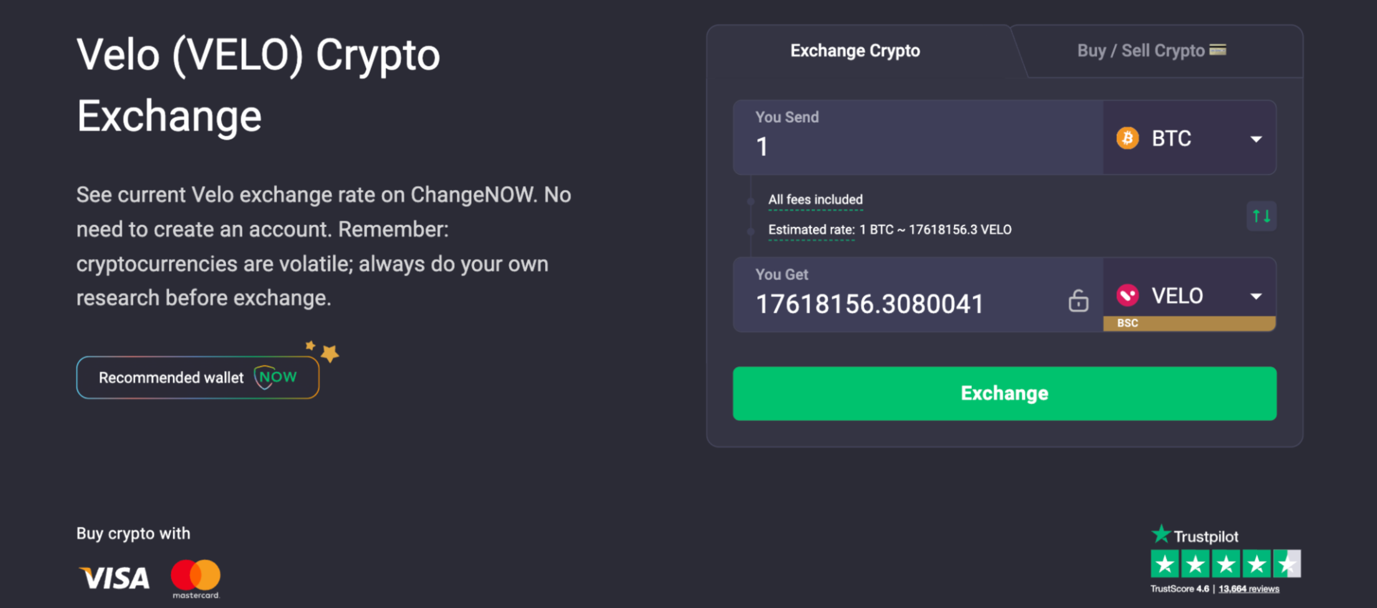 Velo Crypto Exchange.