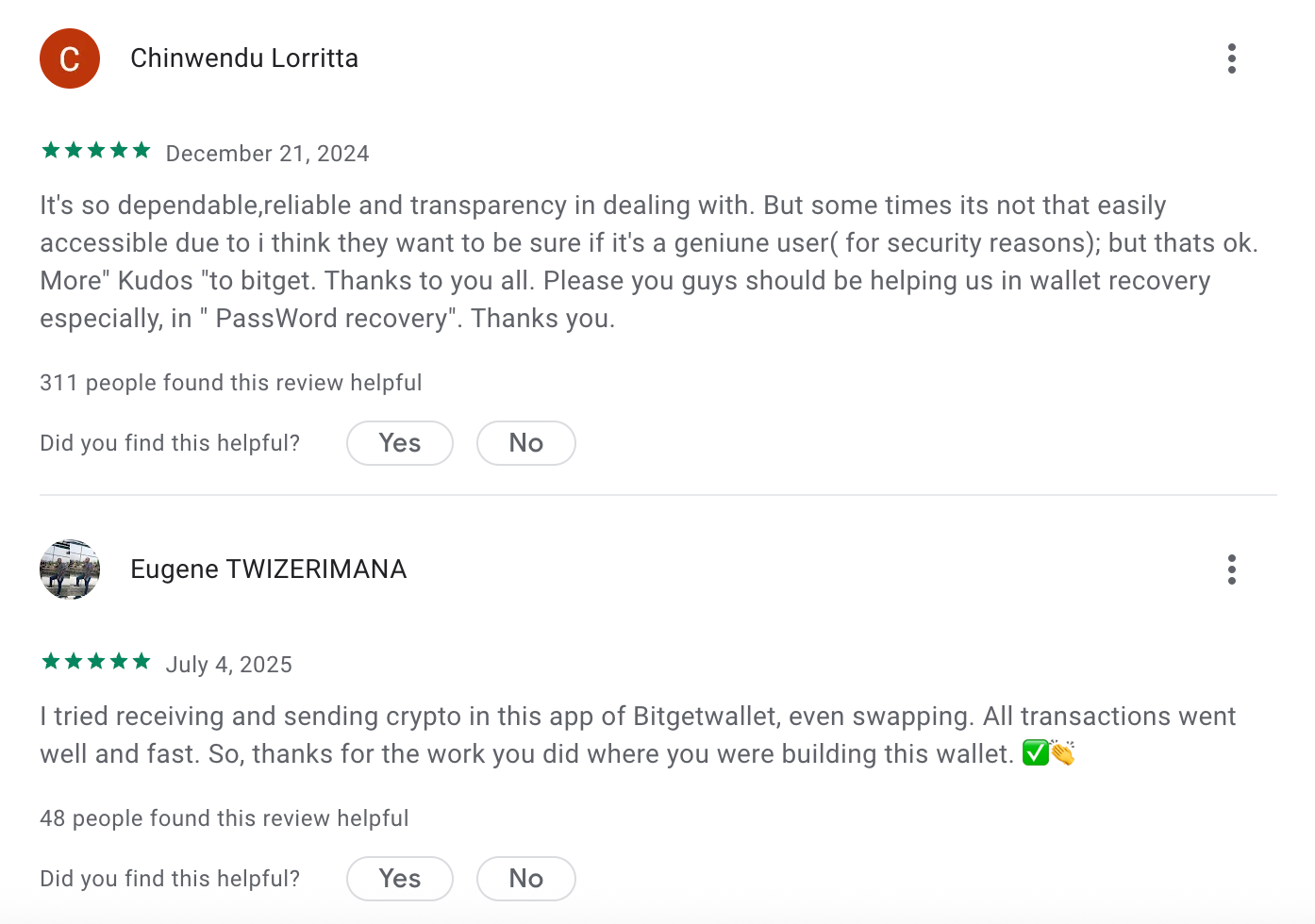 This picture shows positive reviews about Bitget