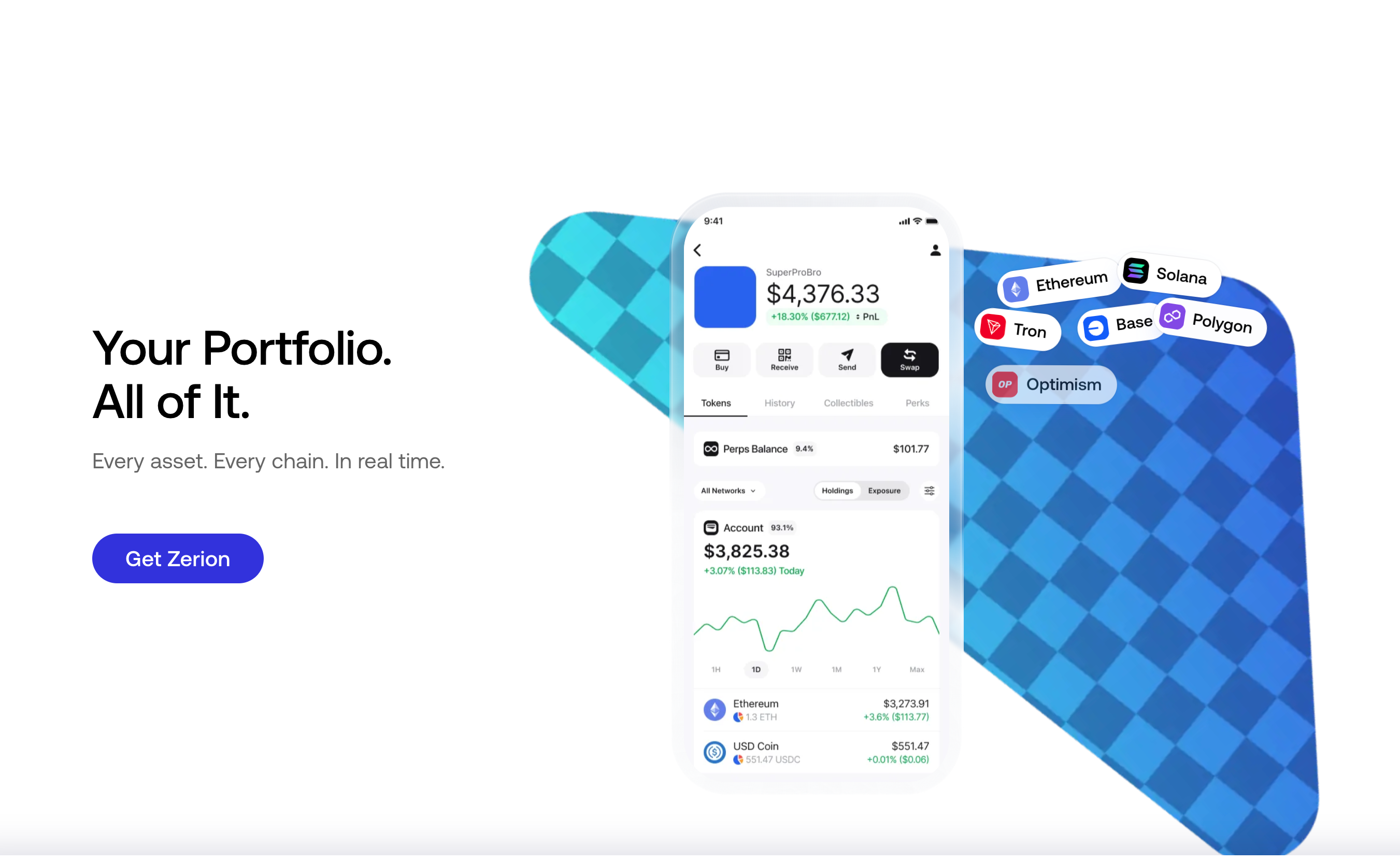 Zerion portfolio page.
